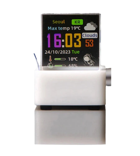 Crystal Cube Photo Display Holographic Desktop Smart Weather Station Digital Clock with GIF Animations Album
