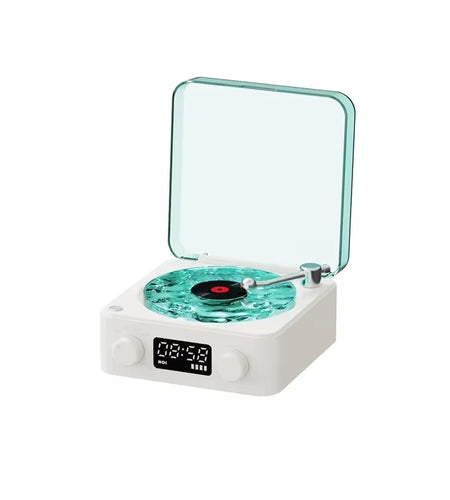 Waves Vinyl Player Bluetooth Speaker with White Noise Retro Turntable Speaker Sleep Aid Vitrola Shaped Speaker with RGB Light