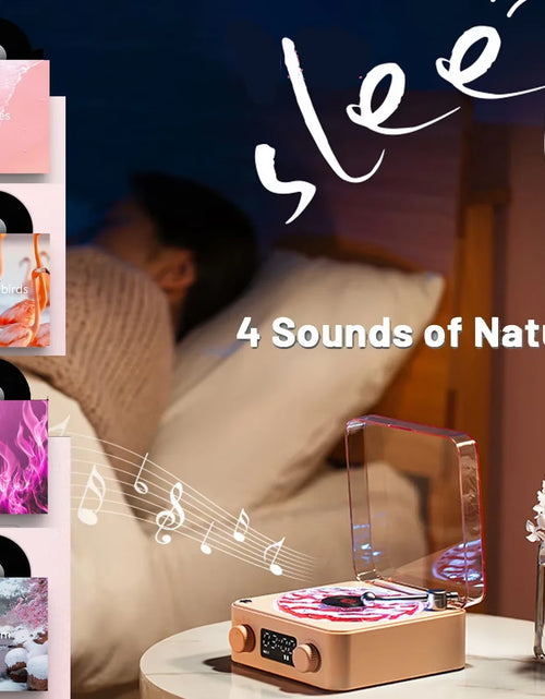 Load image into Gallery viewer, Waves Vinyl Player Bluetooth Speaker with White Noise Retro Turntable Speaker Sleep Aid Vitrola Shaped Speaker with RGB Light
