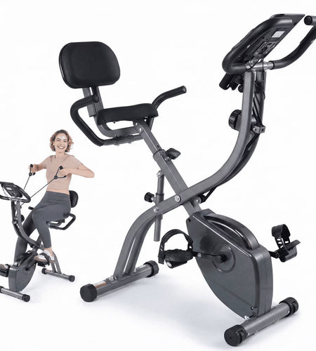 3In1 Folding Exercise Bike with 10 Levels of Adjustable Resistance Indoor Cycling Magnetic Upright Bike Stationary Exercise Bike Perfect for Home Use
