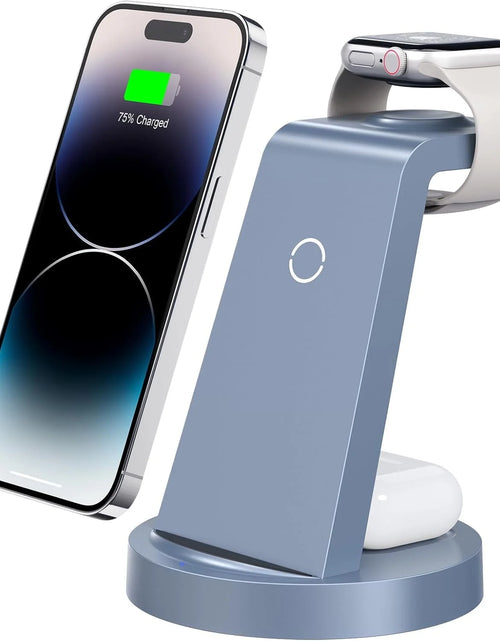 Load image into Gallery viewer, Wireless Charger - 3 in 1 Charging Station Compatible for Iphone &amp; Iwatch - Charging Stand Dock for Airpods (Blue)
