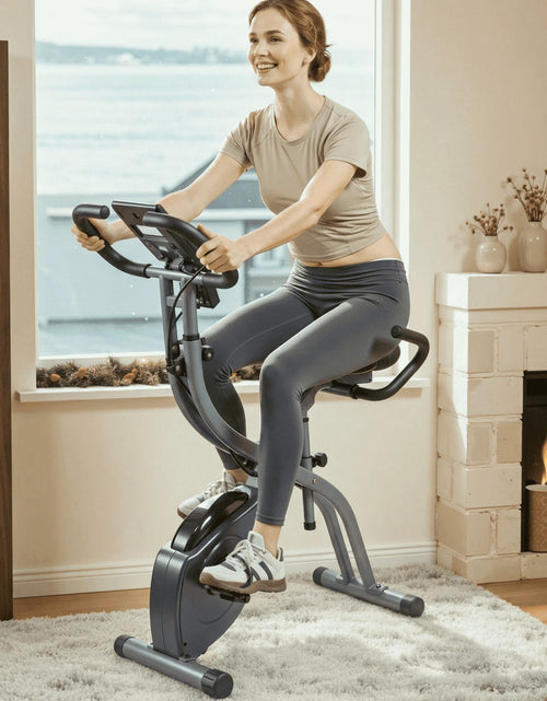 Load image into Gallery viewer, 3In1 Folding Exercise Bike with 10 Levels of Adjustable Resistance Indoor Cycling Magnetic Upright Bike Stationary Exercise Bike Perfect for Home Use
