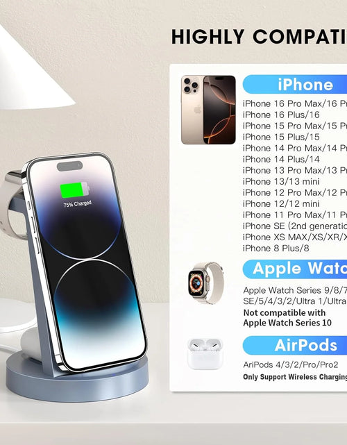 Load image into Gallery viewer, Wireless Charger - 3 in 1 Charging Station Compatible for Iphone &amp; Iwatch - Charging Stand Dock for Airpods (Blue)
