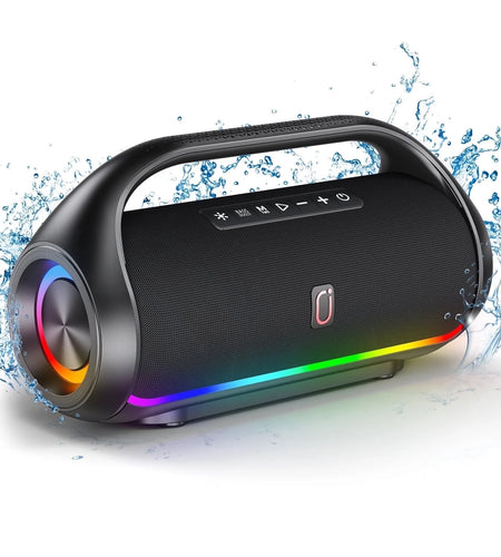 Bluetooth Speaker, Portable Speaker with DJ Lights, Deep Subwoofer, Wireless Waterproof Outdoor Speaker for Pool Beach Party, D20