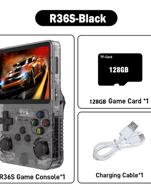 Load image into Gallery viewer, R36S ARKOS Retro Handheld Video Game Console Genuine 3.5 Inch IPS Multiple Colors Are Available Screen Portable Player 64GB Game
