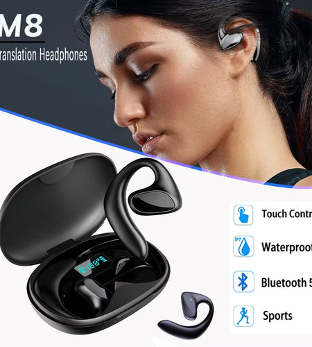 M8 Language Translator Earbuds Smart 144 Languages High Accuracy Wireless Bluetooth Two Way Translator Device