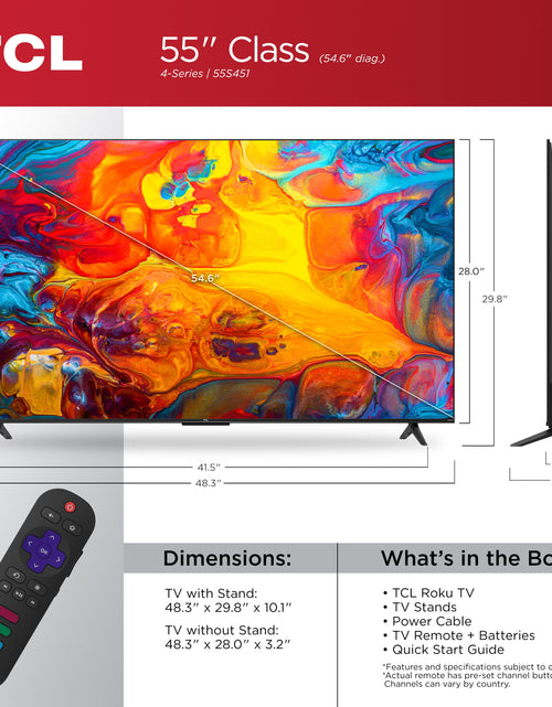 Load image into Gallery viewer, 55” Class S4 (55S451) 4K UHD HDR Smart TV with Roku TV

