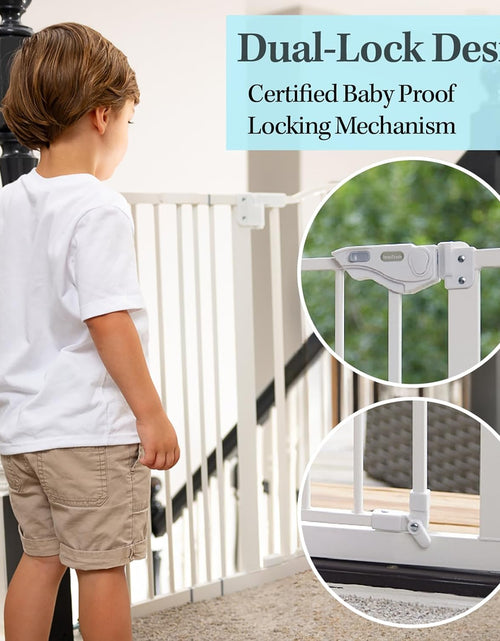 Load image into Gallery viewer, 29-39.6" Baby Gate for Pets, Auto Close Both Sides Dog Gate with One-Hand Opening, 30" Tall Safety Gates for Stairs, Hallways, Bedrooms, Wall Pressure Mount No Drill, White
