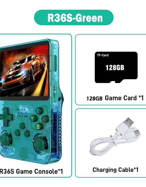 Load image into Gallery viewer, R36S ARKOS Retro Handheld Video Game Console Genuine 3.5 Inch IPS Multiple Colors Are Available Screen Portable Player 64GB Game
