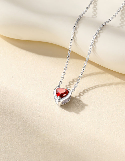 Load image into Gallery viewer, Silver Necklace 925 Sterling Silver Birthstone Love Heart Necklace Valentine'S Day Gift for Her
