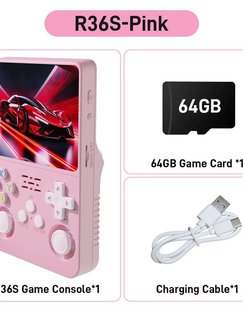 Load image into Gallery viewer, R36S ARKOS Retro Handheld Video Game Console Genuine 3.5 Inch IPS Multiple Colors Are Available Screen Portable Player 64GB Game
