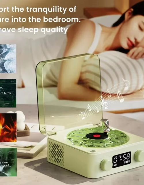 Load image into Gallery viewer, Waves Vinyl Player Bluetooth Speaker with White Noise Retro Turntable Speaker Sleep Aid Vitrola Shaped Speaker with RGB Light
