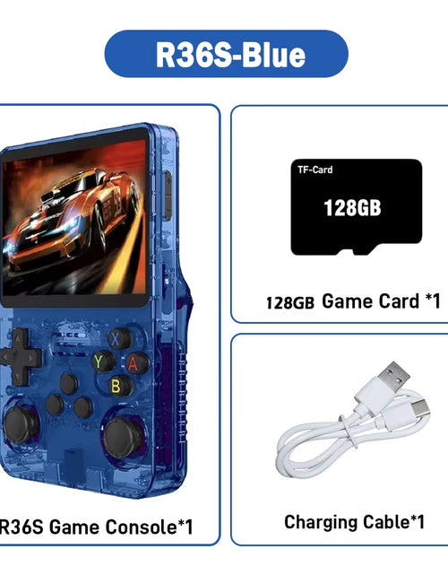Load image into Gallery viewer, R36S ARKOS Retro Handheld Video Game Console Genuine 3.5 Inch IPS Multiple Colors Are Available Screen Portable Player 64GB Game

