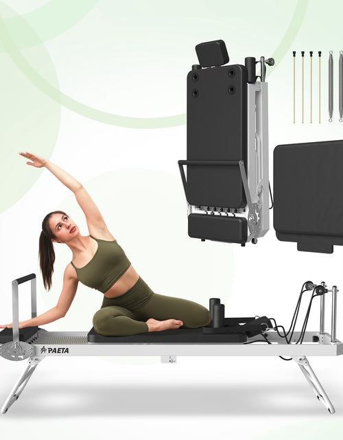 Load image into Gallery viewer, Foldable Pilates Reformer, Pilates Machine for Home Use, with Dual Resistance- Springs and Cords, Pilates Equipment for Home Workouts with Jump Board, up to 400 LBS

