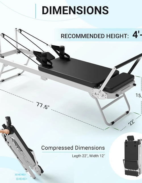 Load image into Gallery viewer, Foldable Pilates Reformer, Pilates Machine for Home Use, with Dual Resistance- Springs and Cords, Pilates Equipment for Home Workouts with Jump Board, up to 400 LBS
