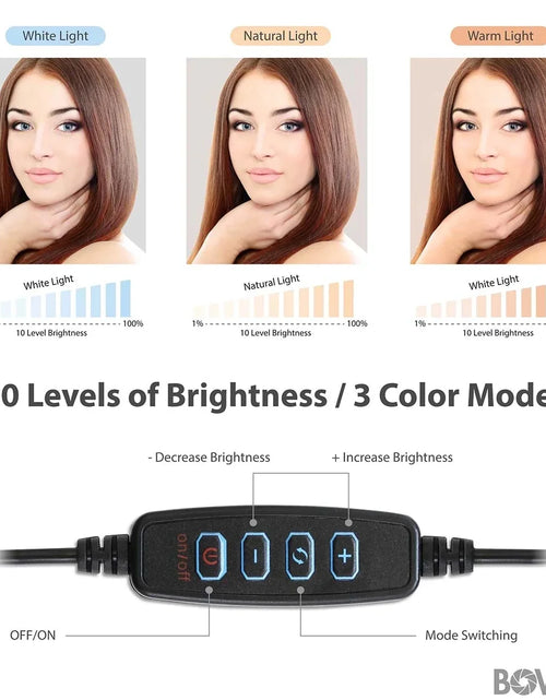 Load image into Gallery viewer, 8” Selfie Ring Light Studio with Tripod Stand and Phone Holder – 8” LED Ring Light, 51” Extendable Tripod, 360º Tripod Ball Head, 3 White Modes, 10 Bright Levels, Wireless Remote
