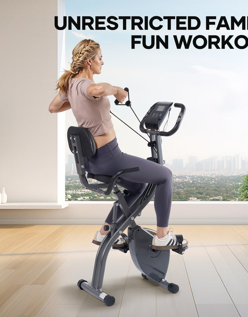 Load image into Gallery viewer, 3In1 Folding Exercise Bike with 10 Levels of Adjustable Resistance Indoor Cycling Magnetic Upright Bike Stationary Exercise Bike Perfect for Home Use
