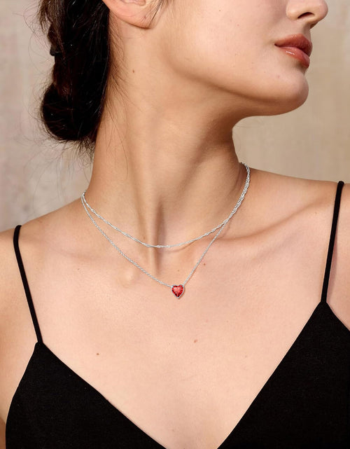 Load image into Gallery viewer, Silver Necklace 925 Sterling Silver Birthstone Love Heart Necklace Valentine'S Day Gift for Her
