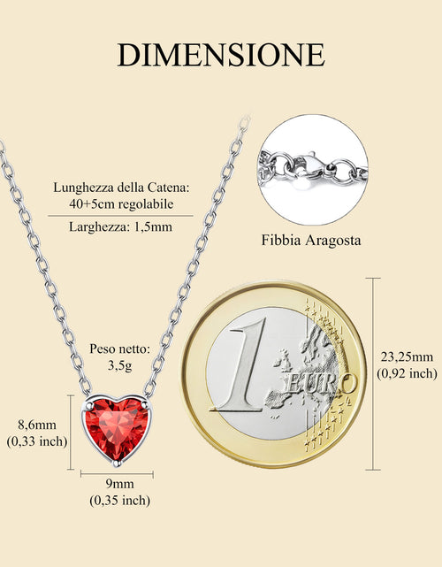 Load image into Gallery viewer, Silver Necklace 925 Sterling Silver Birthstone Love Heart Necklace Valentine'S Day Gift for Her
