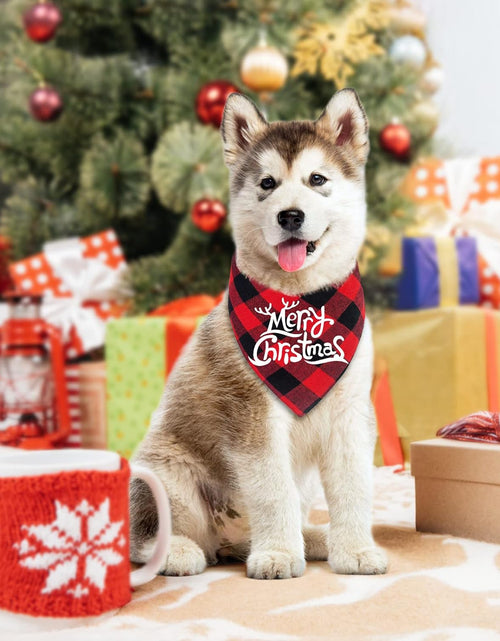 Load image into Gallery viewer, 2 Pack Dog Bandana Christmas Classic Buffalo Plaid Pets Scarf Triangle Bibs Kerchief Set Pet Costume Accessories Decoration for Small Medium Large Dogs Cats Pets (Large)
