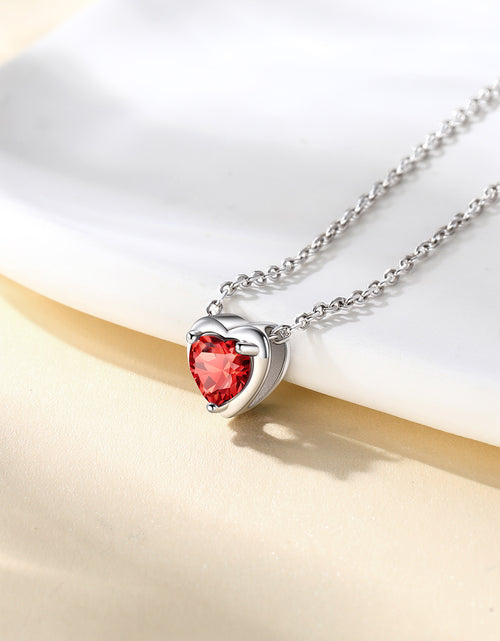 Load image into Gallery viewer, Silver Necklace 925 Sterling Silver Birthstone Love Heart Necklace Valentine'S Day Gift for Her
