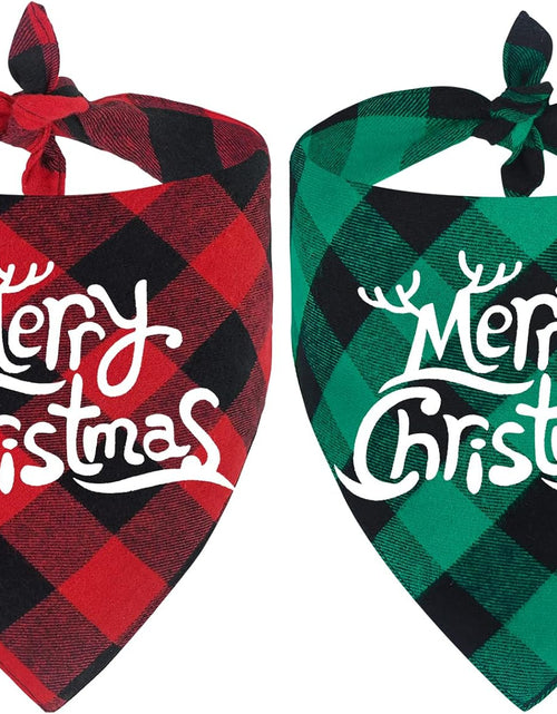 Load image into Gallery viewer, 2 Pack Dog Bandana Christmas Classic Buffalo Plaid Pets Scarf Triangle Bibs Kerchief Set Pet Costume Accessories Decoration for Small Medium Large Dogs Cats Pets (Large)
