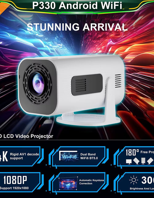 Load image into Gallery viewer, P330 Mini Projetor Android 11 300 ANSI 4K 8K 1080P Wifi6 BT5.0 Home Cinema Portable Projector
