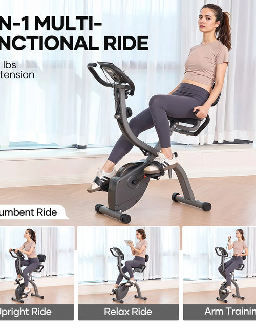 Load image into Gallery viewer, 3In1 Folding Exercise Bike with 10 Levels of Adjustable Resistance Indoor Cycling Magnetic Upright Bike Stationary Exercise Bike Perfect for Home Use
